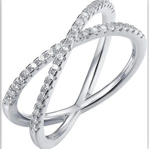 Sterling Silver CZ Criss-Cross Ring